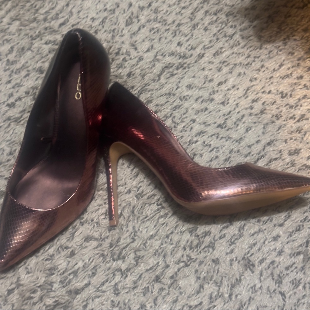ALDO Lala Bronze Metallic Ombre Snakeskin Embossed Pump - Size 10 - Picture 9 of 9